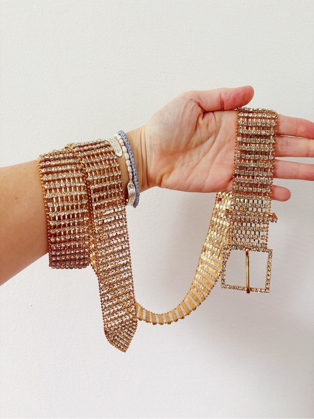 Vintage Gold Rhinestone Mesh Belt